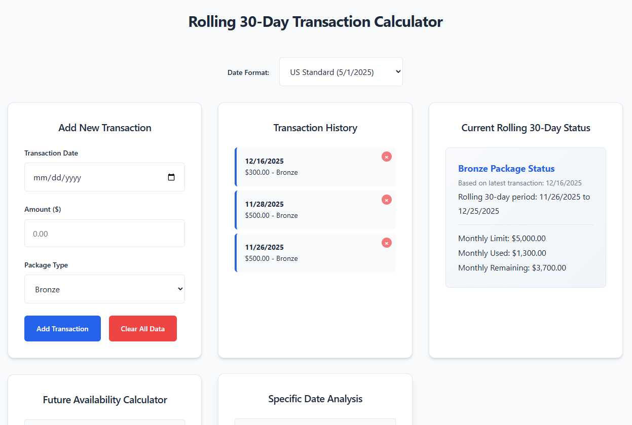 30-day rolling calculator